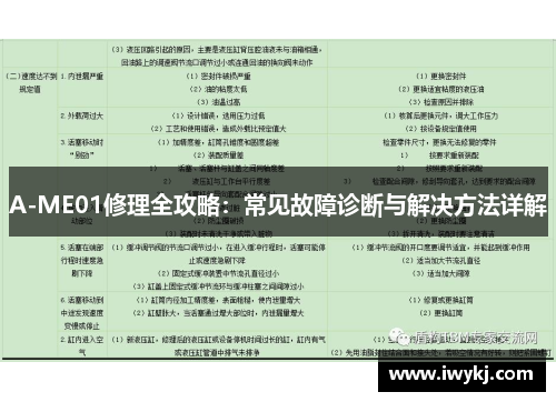 A-ME01修理全攻略：常见故障诊断与解决方法详解